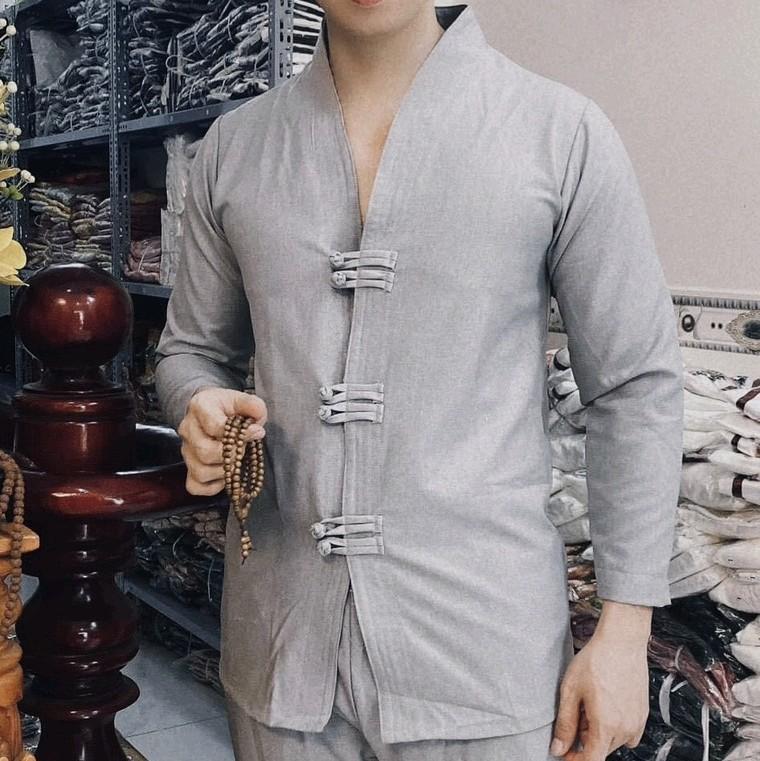 Đồ lam đi chùa nam cao câp-Bộ Phật Tử cho nam vải linen đẹp thoáng khí đủ size-ĐỒ LAM KAMI Quần Áo 0