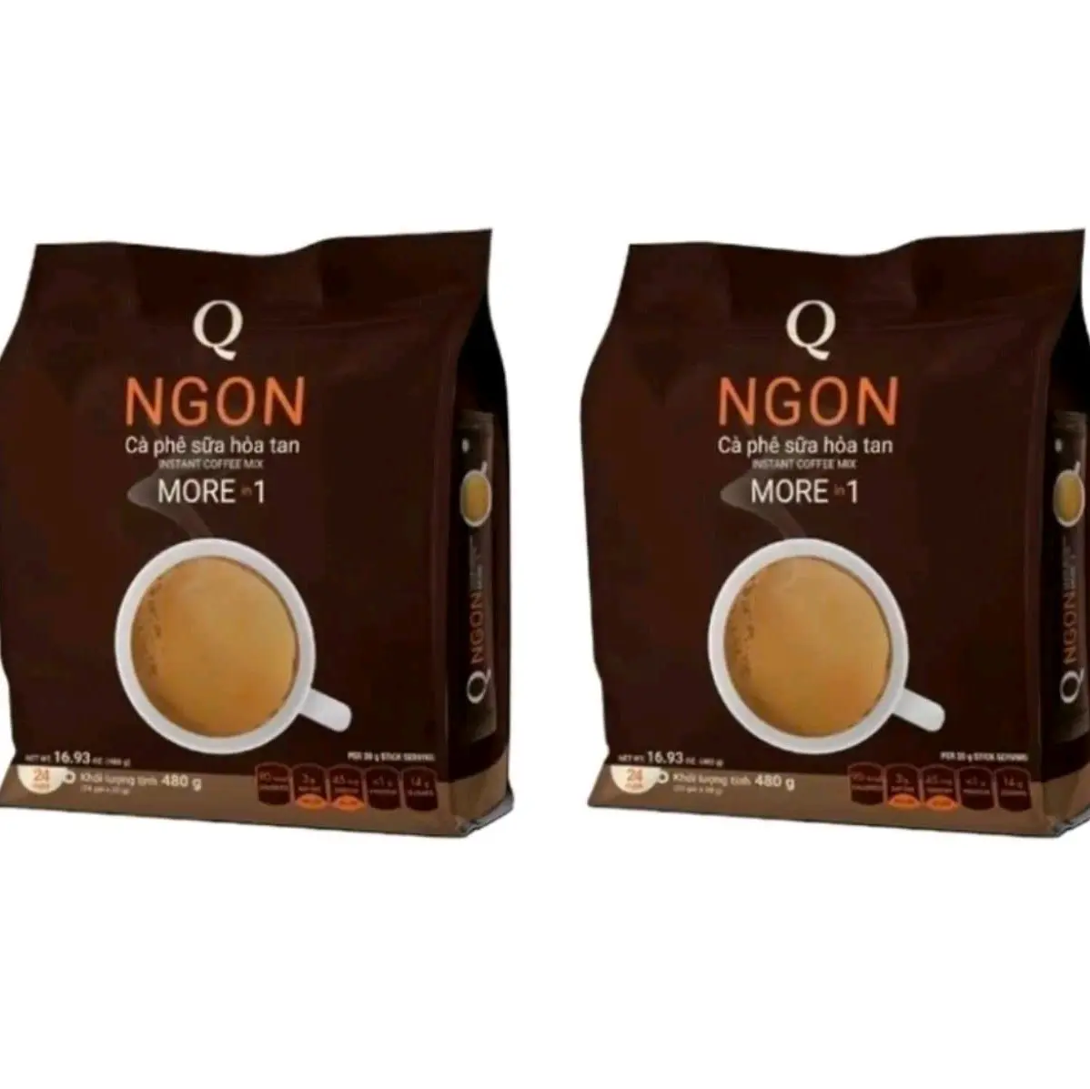 Combo 2 bịt cafe sữa Trần Quang Ngon ( mỗi bịt 24 gói nhỏ × 20g ) Coffee Socola Cà Phê