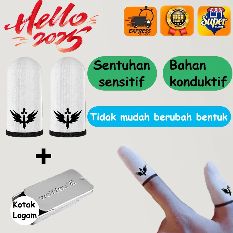 BlueWow Sarung jari game, sarung Jari Gaming Super Sensitif dan box sarung jempol, Rasa nyaman, bernapas dan menyerap keringat, sensitivitas tinggi, Pengalaman gaming terbaik, Sarung jari game untuk Call of Duty, Pubg Mobile, Free Fire, Hadiah Terbaik