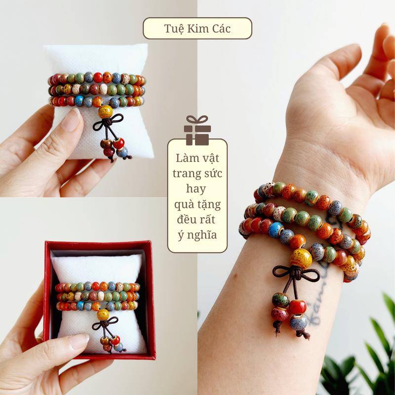 Chuỗi gốm đa sắc 108 hạt 6mm - Phụ Kiện đeo tay 4