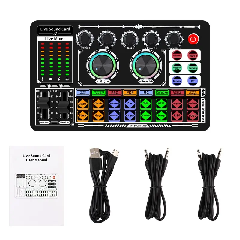 kartu suara f999 lengkap Soundcard F999 Audio USB External Sound Card mic Mixer Bluetooth phone PC 6
