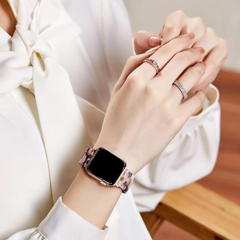 Resin Strap Compatible with Watch Band 40mm 38mm 44mm 42mm 41mm 45mm, 1 Count Light Resin Bracelet Watch Bands With Stainless Steel Buckle Replacement For iWatch Series 3