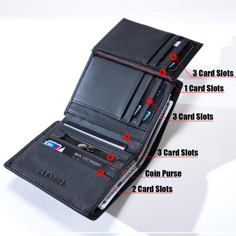 Product Introduction of New Fashion men's wallet Leather Wallets For Men Coin Purse Vertical Credit Card Holder Money Bag Outdoor Sports Bags 3