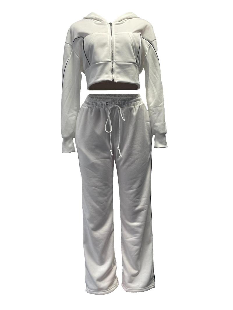 Product Introduction of Women Hoodie Set, Women Long Sleeve Cropped Sweatshirt & Pants Two Piece Set for Winter Clothes 2