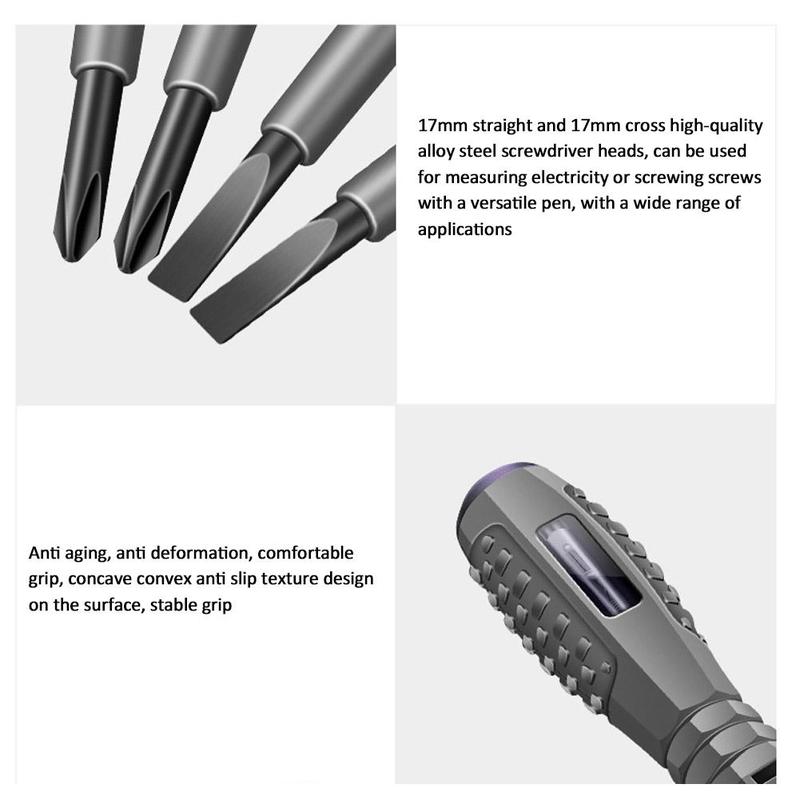 Product Introduction of Voltage Tester Pen AC Non-contact Induction Test Pencil Voltmeter Power Electrical Screwdriver Indicator  Electric Pencil Screwdriver 43