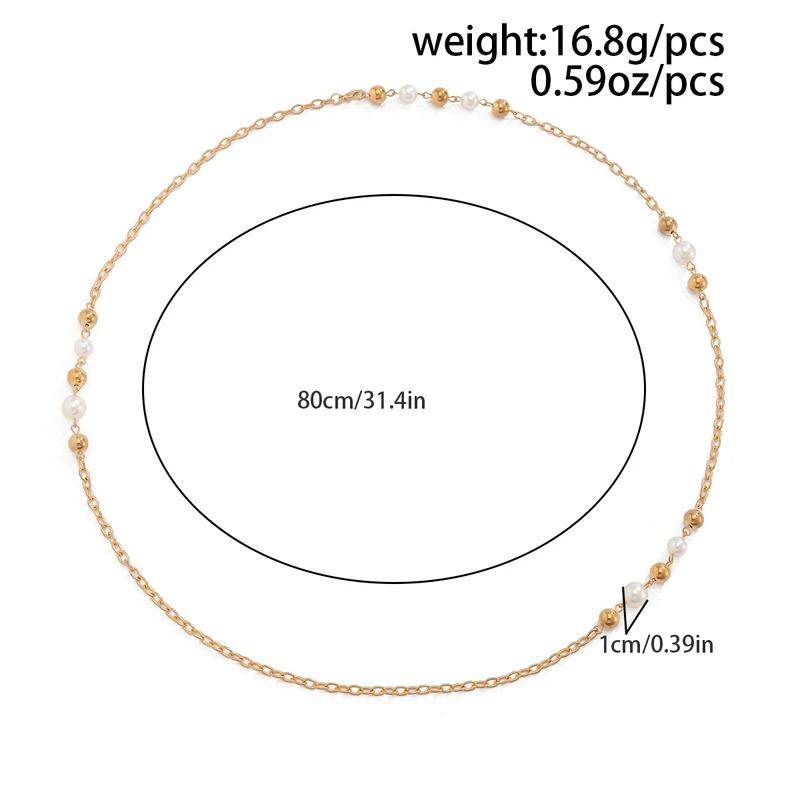 New Arrival Minimalist Imitation Pearl CCB Beads Necklace Women  New Adjustable Long Chain Necklace Female Street Jewelry 4