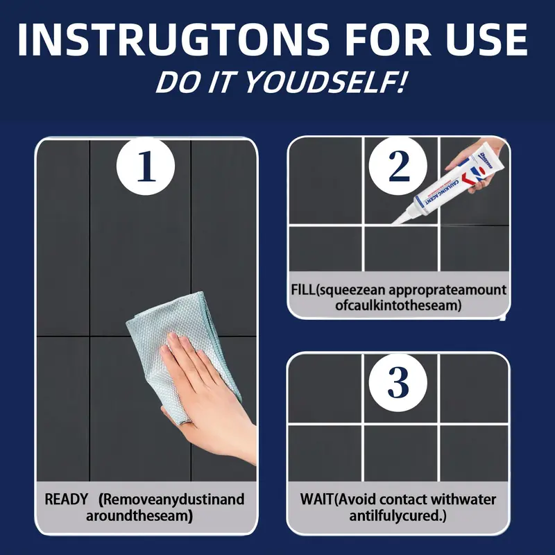 Waterproof Tile Joint Filler, 1/2 Counts Tile Joint Filler for Plastic & Wood, Gel-like Counter Sealant, Home Floor & Wall Grout Sealant 6