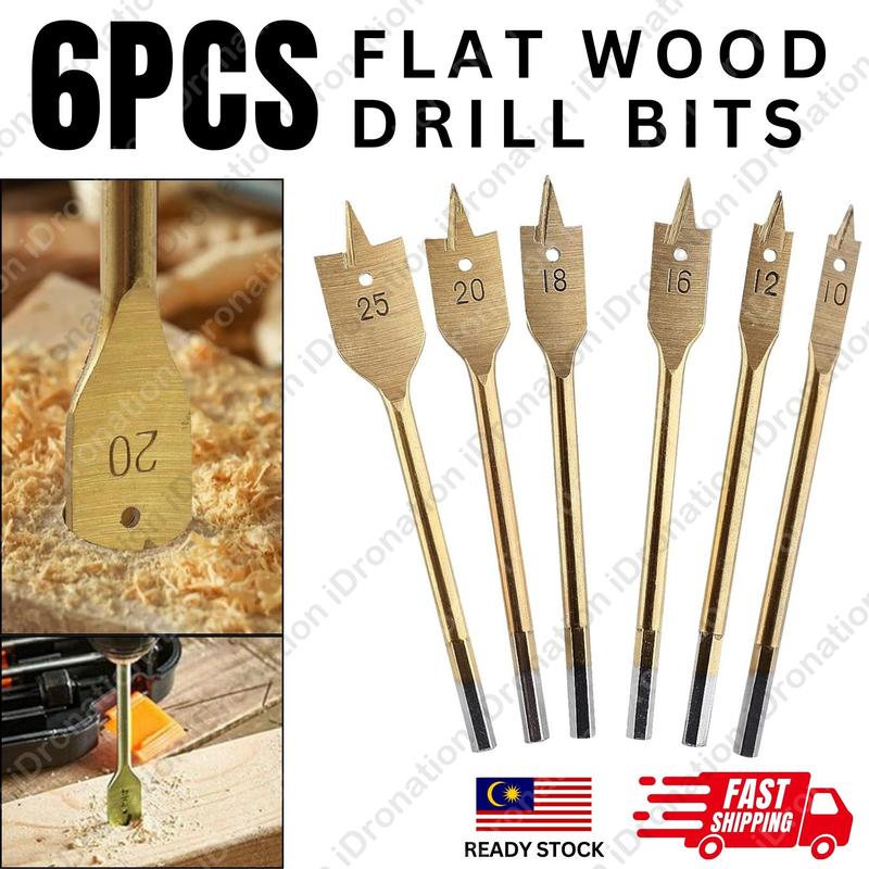 10-25MM 6Pcs 6PC Wood Flat Drill Bits Boring Paddle Hex Shan - TikTok ...