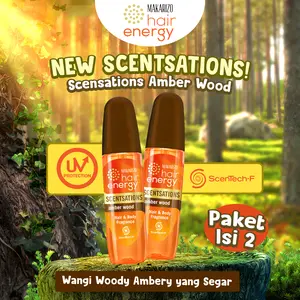 PAKET ISI 2 - Makarizo Hair Energy Scentsations Hair Fragrance Amber Wood 100mL Parfum Rambut / Perfume / Wangi / Pewangi
