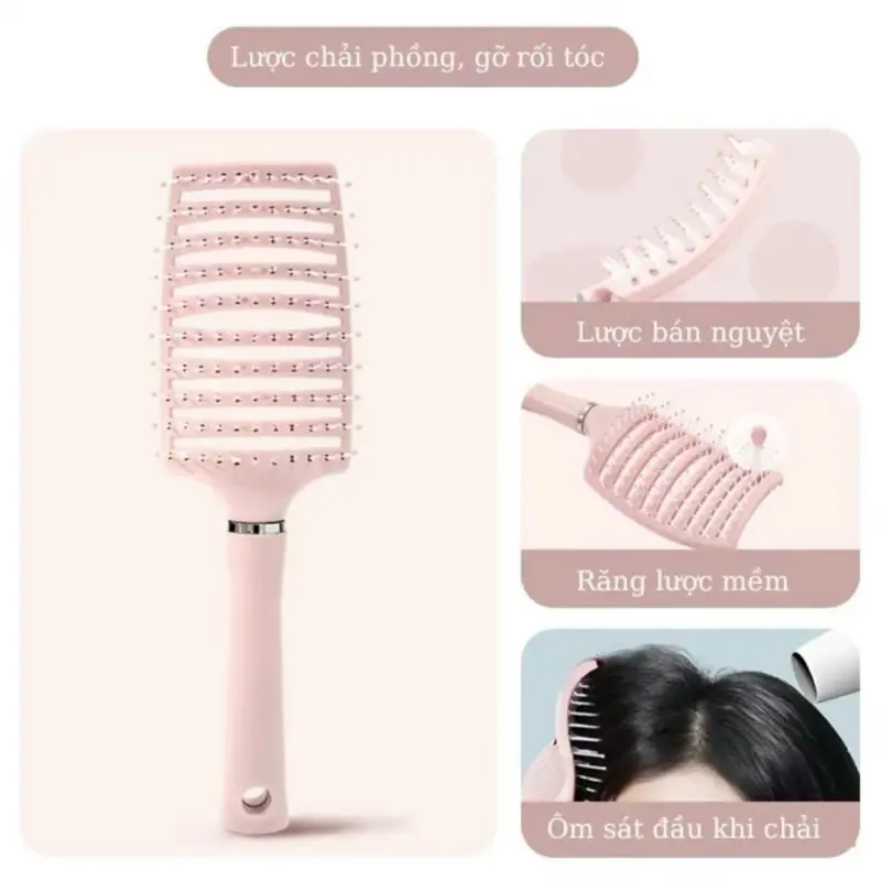Combo 4 Lược Chải Gỡ Rối Làm Phông Tóc - Lược Bán Nguyệt Màu Trơn Pastel Siêu Xinh 3