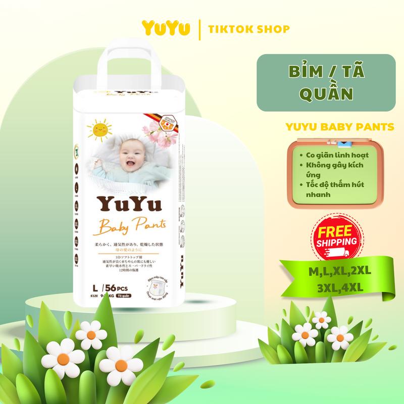 MUA1 1 Bỉm Tã Quần YuYu Baby Pants Bịch Gói 56 Miếng Cho Bé Đa Kích Cỡ M L XL XXL XXXL XXXXL Siêu Mỏng Thấm Hút Bảo Vệ Sức Khỏe Cho Bé Mẹ An Tâm