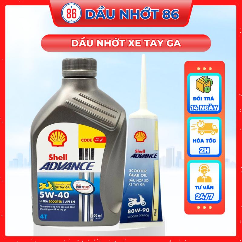 Shell Dầu Nhớt Tay Ga Shell Ultra 5W40-Combo nhớt tổng hợp xe tay ga cao cấp