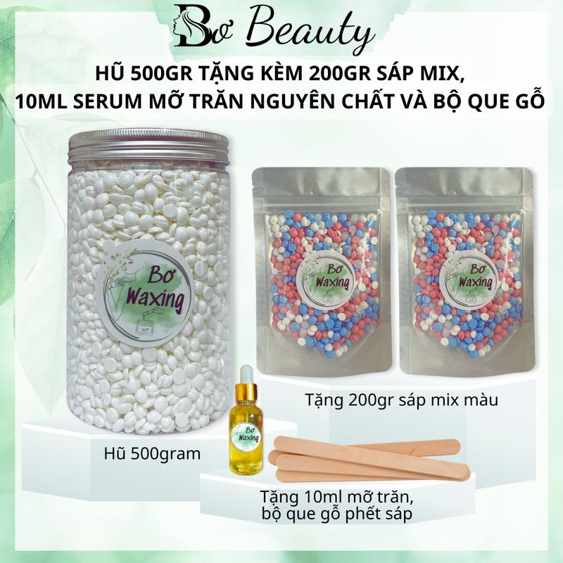 Tặng 200gr+10ml serum mỡ trăn Hũ 500gr sáp wax lông sữa dừa cao cấp tặng kèm 200GR SÁP MIX MÀU 10ml serum mỡ trăn ức chế nang lông CHE TÊN SP