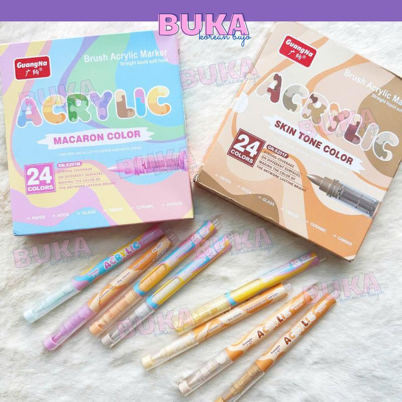  Bút vẽ Acrylic Marker Guangna 8201 Buka màu acrylic marker brush Macaron và Skintone chính hãng tô màu vẽ tranh,viết tiêu đề calligraphy 