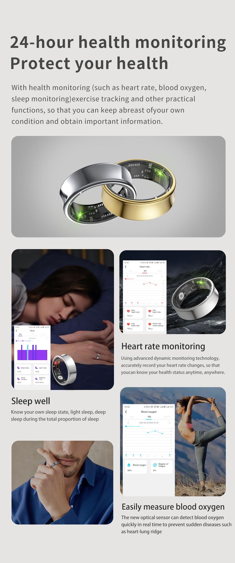 Product Introduction of Fashion SR05 smart ring Body temperature detection outdoor Titanium + epoxy resin smart finger ring Surprise Gift Box for love 19