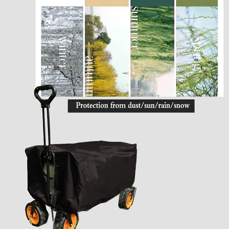 Solid Color Folding Station Wagon Cover (1 Piece), Waterproof Dustproof Camping Cart Protection Cover, Multifunctional Rain Cover For Outdoor 2