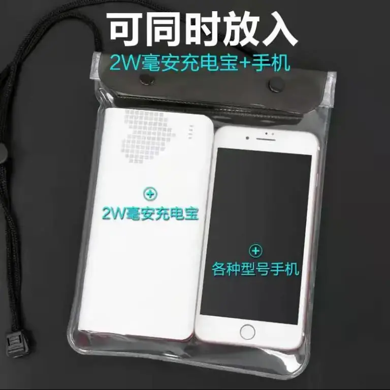 Túi chống nước điện thoại di động, kích thước lớn, có thể chứa Power Bank, người lái mang đi, áo mưa, màn hình cảm ứng, thích hợp để bơi lội, túi trôi, Thông Dụng 1