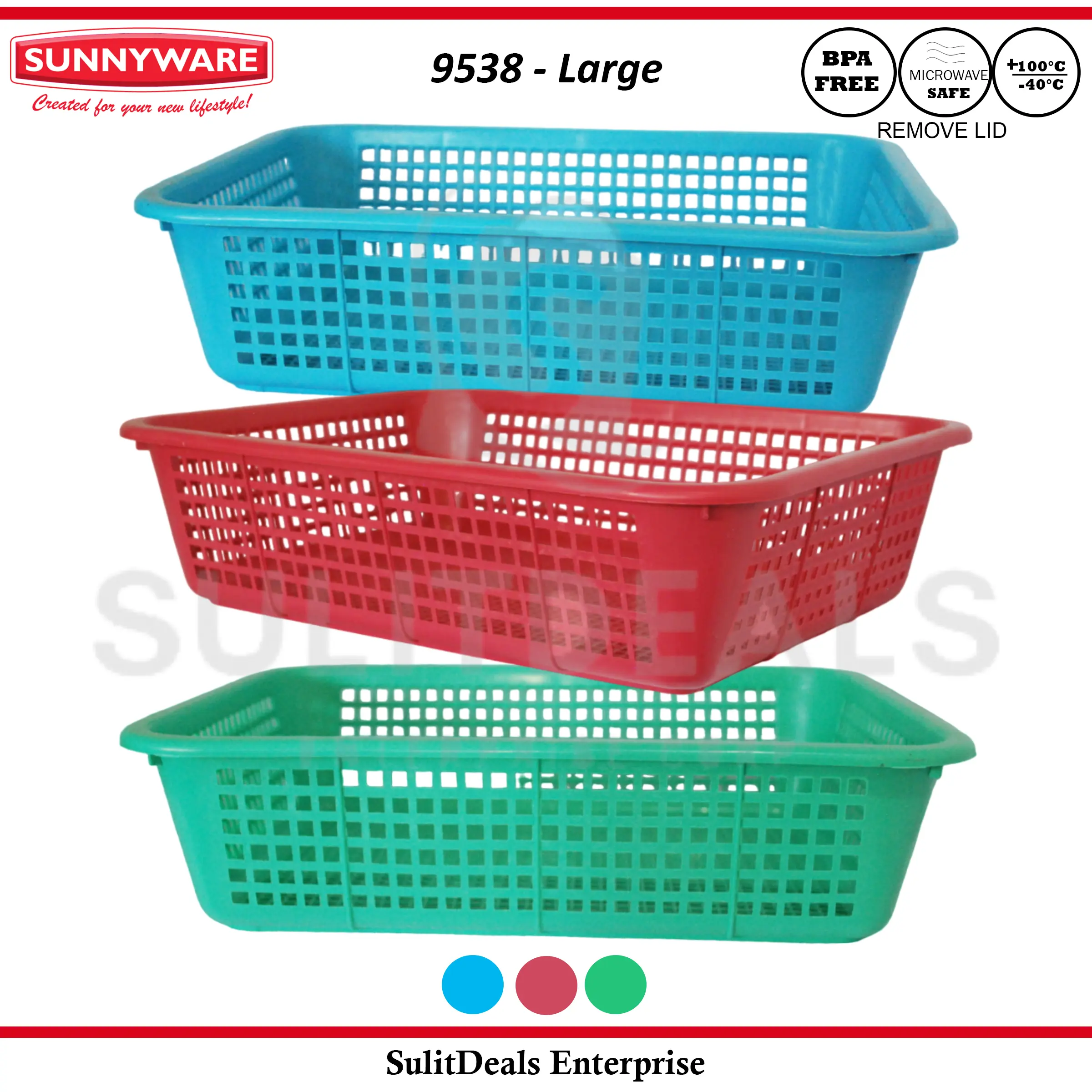 Sunnyware-Mesh Tray Serving Tray Large-[9538]-Red Blue Green-1pc