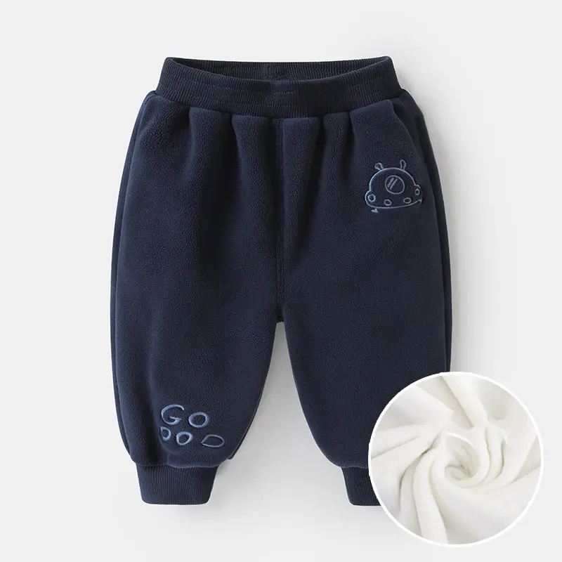 Quần dài chất nhung lông lót lông siêu mịn thêu hình cute cho bé trai và gái hàng QC - QN13 6
