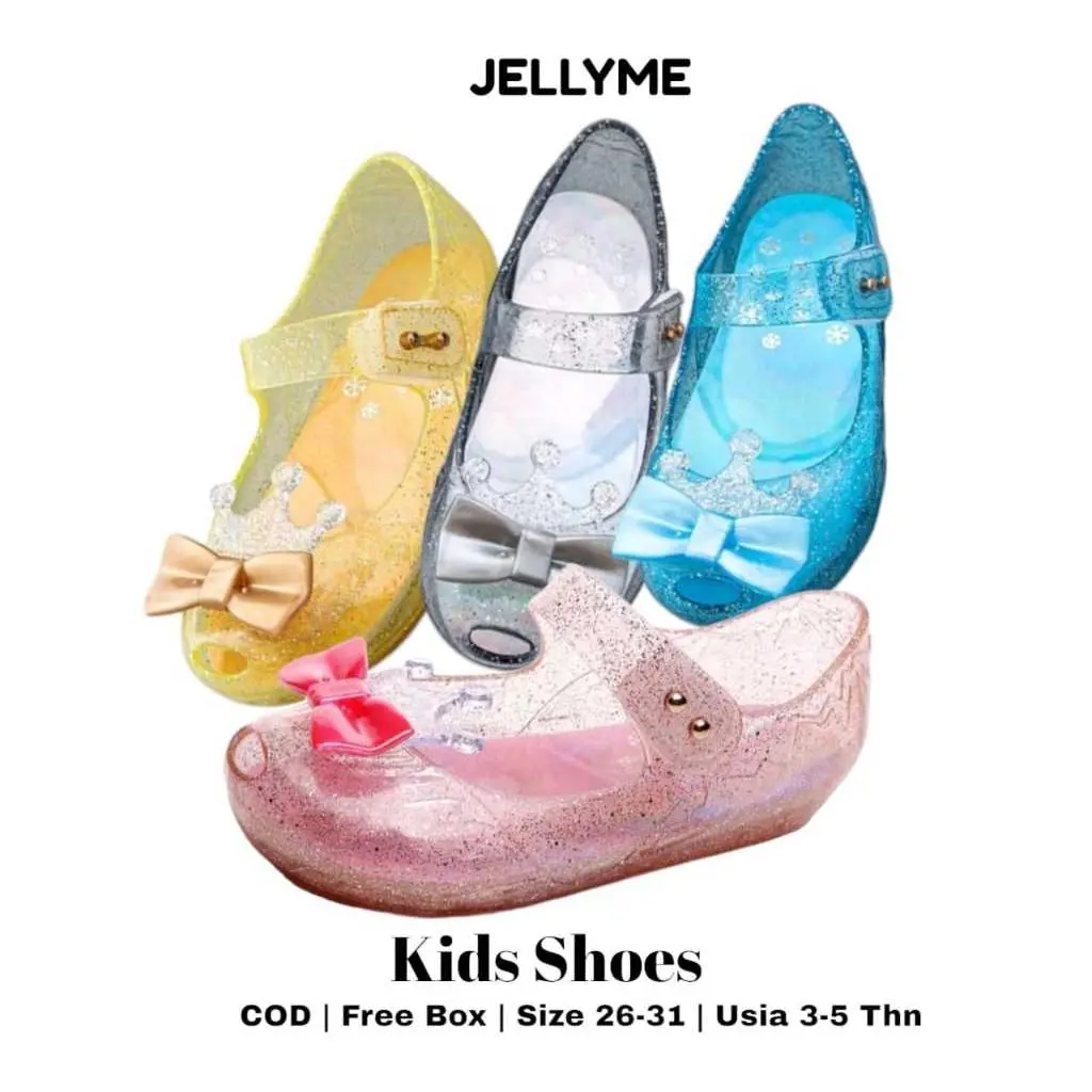 Dequeen Store [COD]   Shoes Jellyme Flat Shoes Jelly Mahkota Sepatu Fashion  Sepatu Anak Perempuan Ukuran 26-31 TOP PRODUK