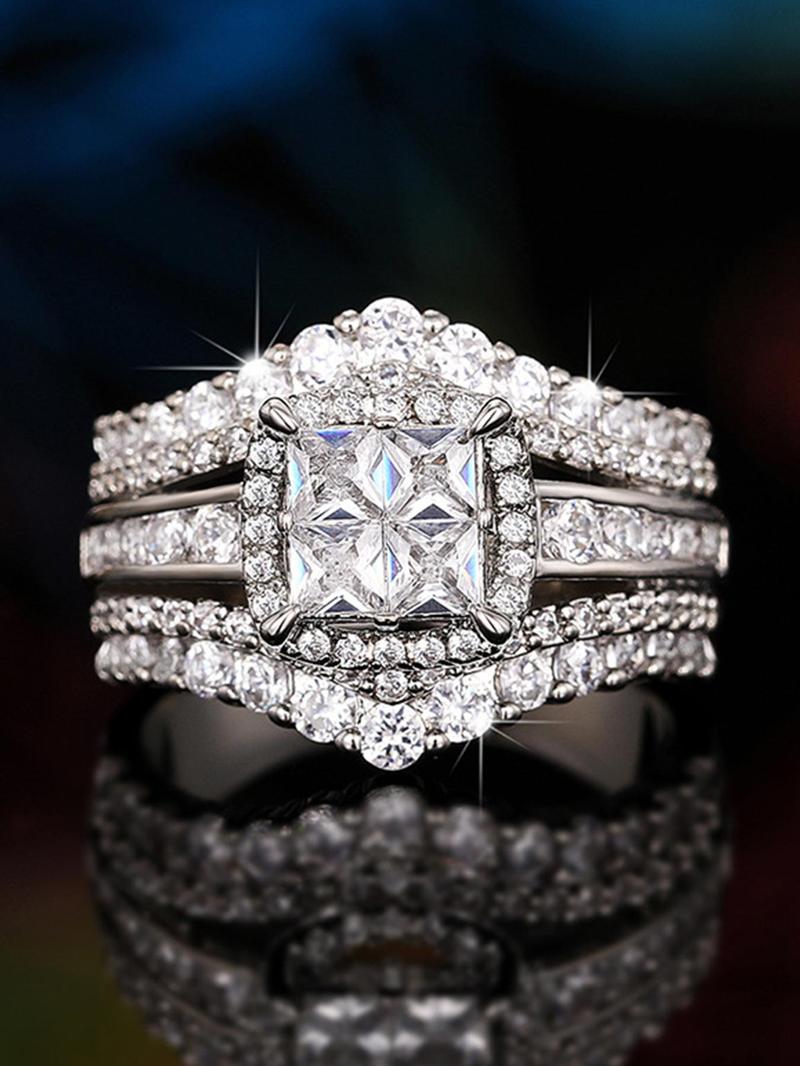 Product Introduction of Rhinestone Decorated Ring, Fashion Jewelry for Party, Daily Clothing Decor, Trendy All-match & Exquisite Jewelry for Birthday Gift 3