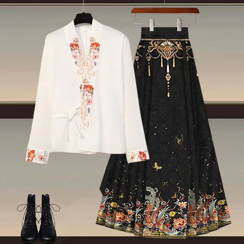 New Chinese Style Women's Wear a Set of New Improved Hanfu Tops with National Style Horse-Face Skirt Two-Piece Set Hanfu Dress Traditional hanfu chinese  dress qipao  dress vintage  qipao  dress dresses  women hanfu  prom  dress modern  qipao