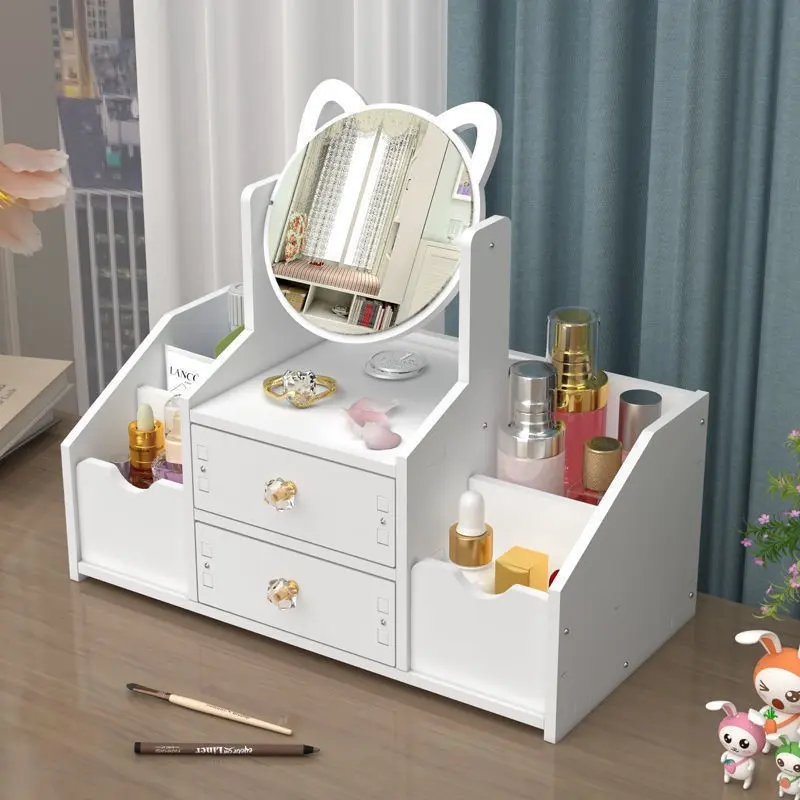 #   Makeup Mirror Desktop Storage Box Integrated Dressing Table Bedroom and Household Simple Portable Mirror for Student Dormitory