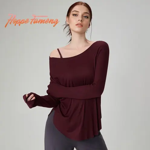【Hoppe Fumeng】Sports style yoga smock loose women's long sleeve tops