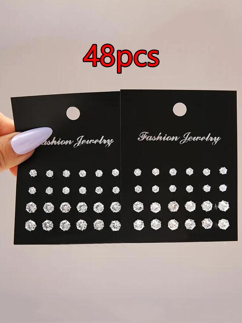 Product Introduction of Rhinestone Decorated Stud Earrings, 1 Set Fashionable Earrings for Women & Men, Trendy All-match & Exquisite Jewelry for Birthday Gift 4