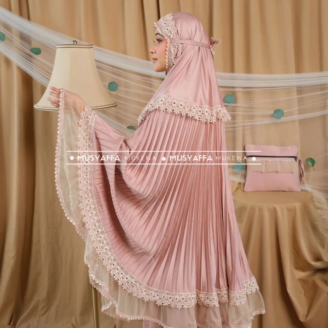 MUSYAFFA - Mukena Dewasa Plisket Daily Starla Renda Tile Musyaffa Atasan Bawahan mukena  satin mukena  super