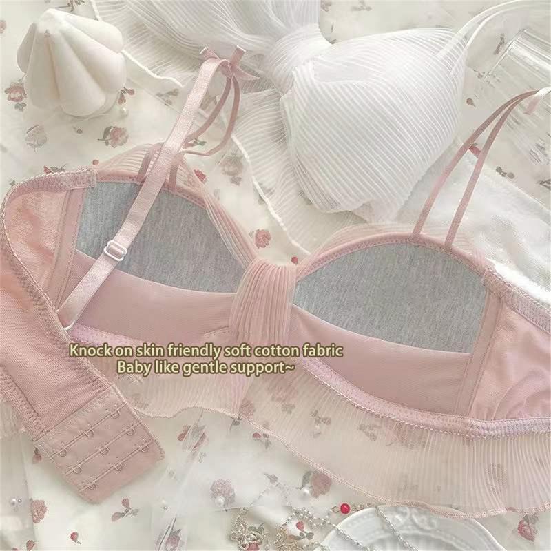 Bộ Áo Ngực Bé Gái Lưới Sọc, Phong Cách Nhật Bản, Đơn Giản Và Gợi Cảm, Có Dây Đeo Nơ Ren, Đồ Lót, Thích Hợp Cho Kỳ Nghỉ Bờ Biển Của Phụ Nữ, Áo Tắm 6