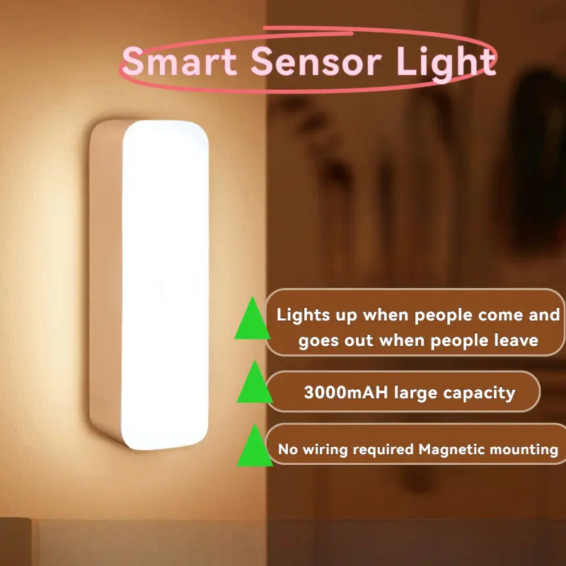 Human body sensor night light intelligent rechargeable bedroom bedside voice-activated household wireless aisle corridor cabinet night light