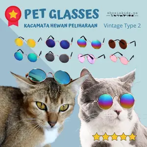 (VINTAGE TYPE 2) PET GLASSES KACAMATA KUCING PETS GAYA SANTAI VINTAGE KACA MATA HEWAN PELIHARAAN ANJING