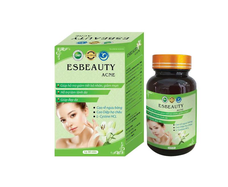 Esbeauty Viên uống giảm mụn trứng cá và vết thâm Ance Lọ 30v Skincare TPBVSK với Vitamin E & Kẽm Gluconate giúp da sạch khỏe