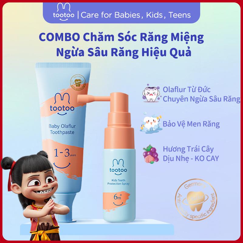 xịt bảo vệ răng miệng cho trẻ em combo kem đánh răng trẻ em olaflur 1-3-12 tuổi Kem đánh răng trẻ em chứa florua giúp ngăn ngừa sâu răng Cho Bé tootoo