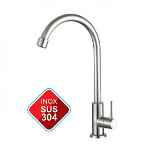 Vòi rửa chén bát 1 đường lạnh inox 304 V1 dùng cho 2 hộc chậu (chưa gồm dây cấp) 1