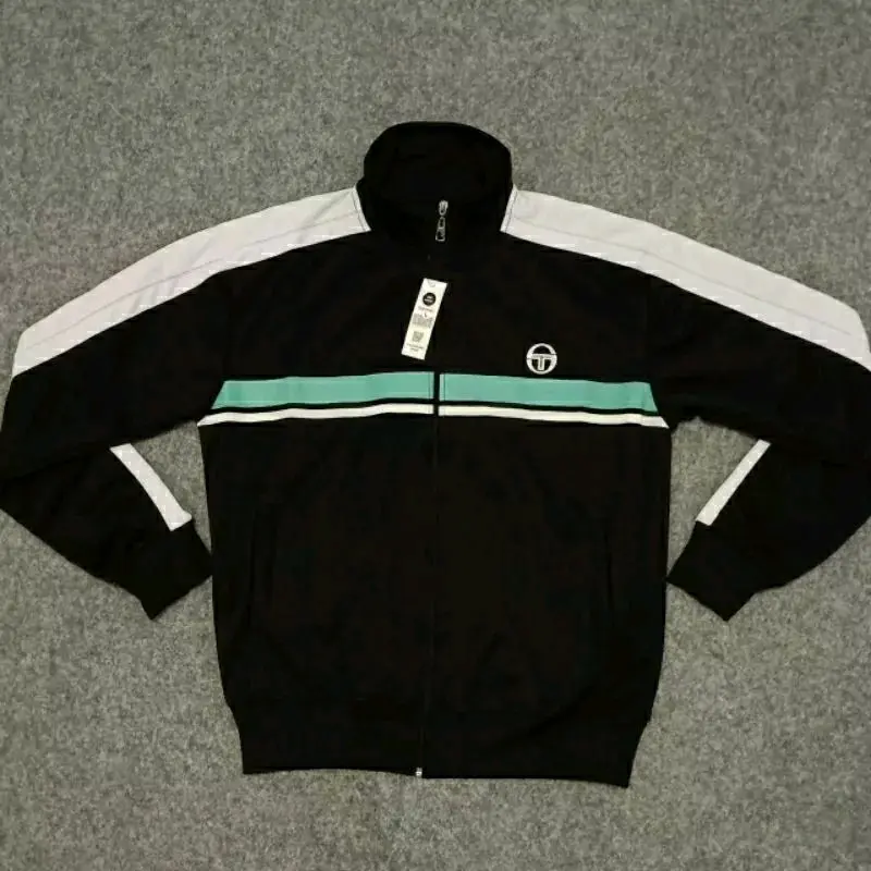 jaket tectop permium full tag & label Slim-fitting Katun Hitam Hitam 3