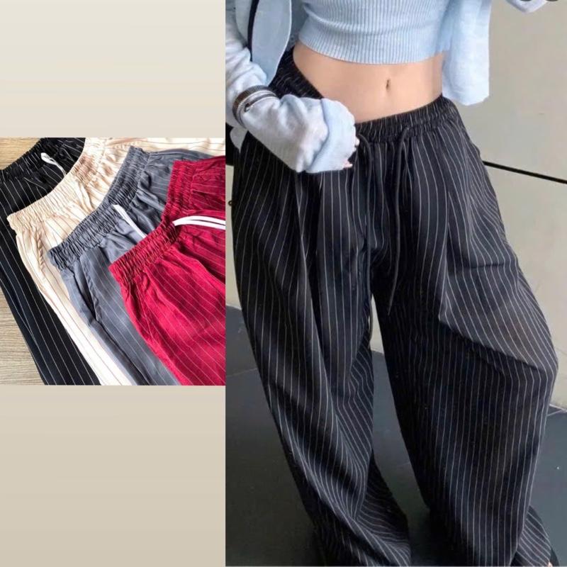 Quần suông kẻ sọc , dáng suông ống rộng hack dáng đủ size chất vải mịn mát