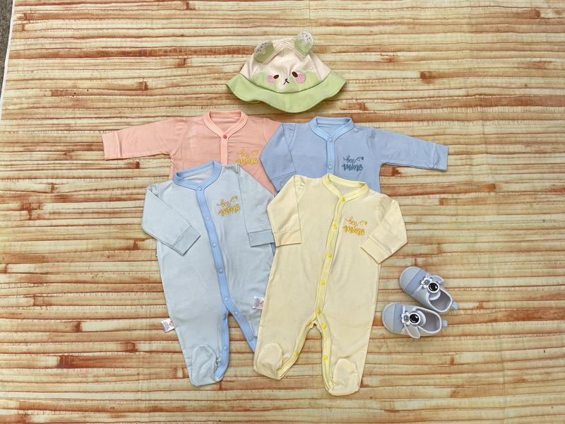 Áo liền tất sợi tre Peptit họa tiết thêu xinh xắn cho bé trai, bé gái 4-12kg mềm mịn, thoáng khí, thoải mái cho em bé vận động, tập đi.