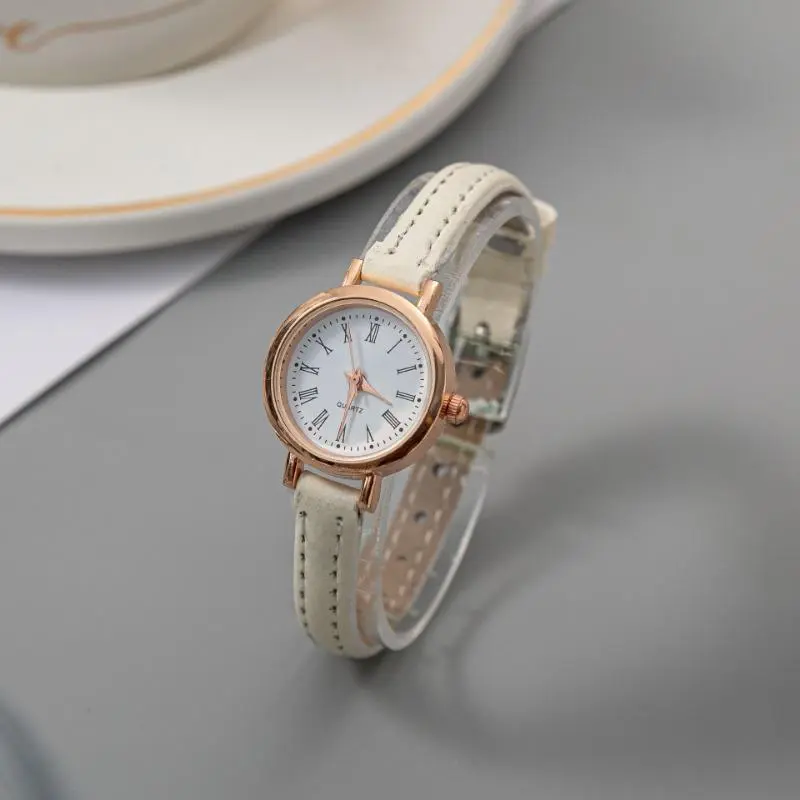 Women's Vintage Minimalist Watch Small Dial Genuine Leather Strap Quartz Analog Casual Everyday Retro