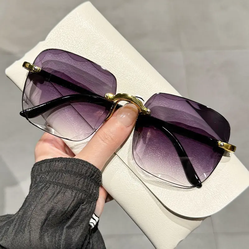 Spring and Summer Trendy Wild Frameless Women's Sunglasses Square Frame Sunglasses