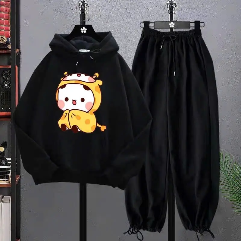 Sét áo hoodie huu vàng cute kèm quần bom dây rút