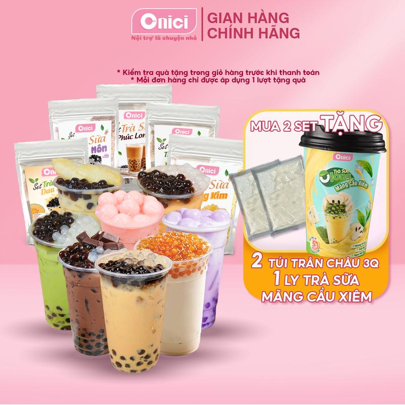 Set Trà sữa trân châu [set nguyên liệu làm Trà sữa Phúc Long 35 ly] 9 vị BẾP CỦA MẸ ONICI - kèm Công Thức nấu - Topping trân châu