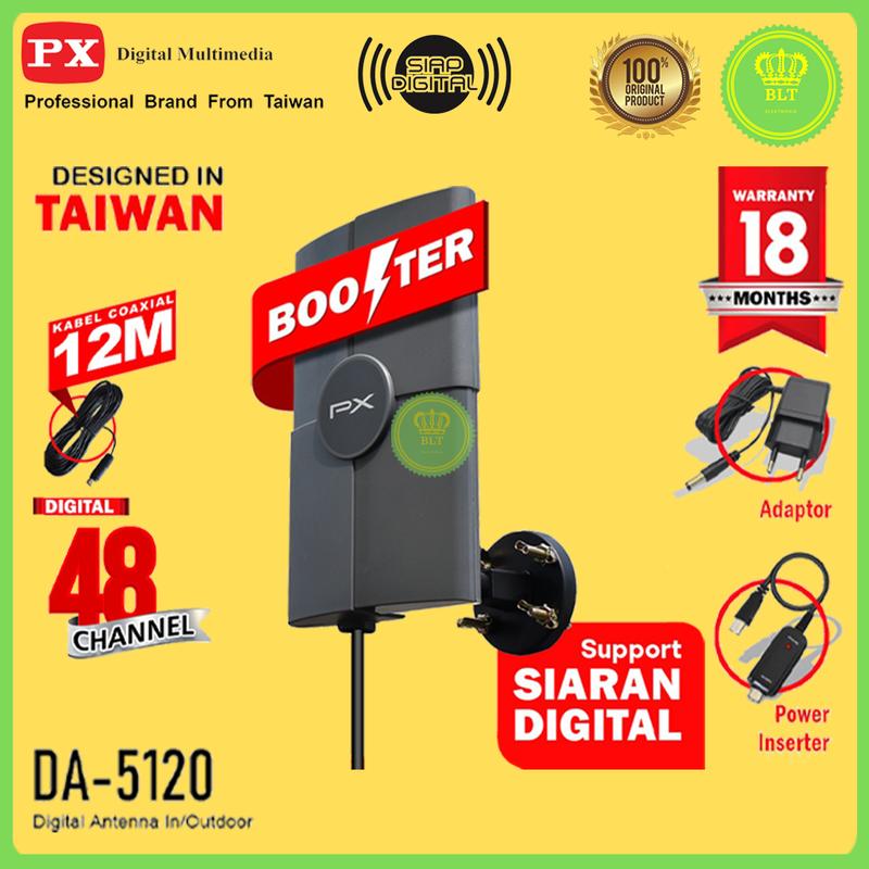 PX Antena TV Digital Indoor Outdoor DA-5120 dengan Booster dan Power Inserter DA5120 Adaptor 1