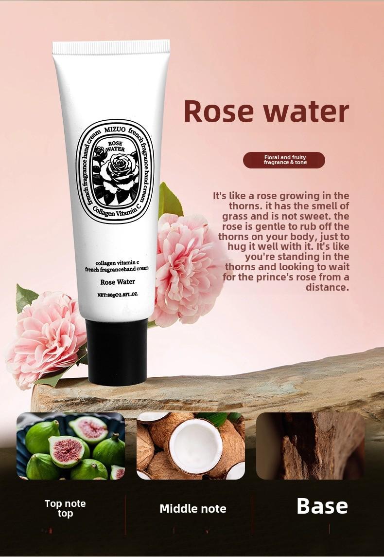 Product Introduction of MIZUO Collagen Hand Cream Rose Water Fig Moisturizing Gift for Women 7