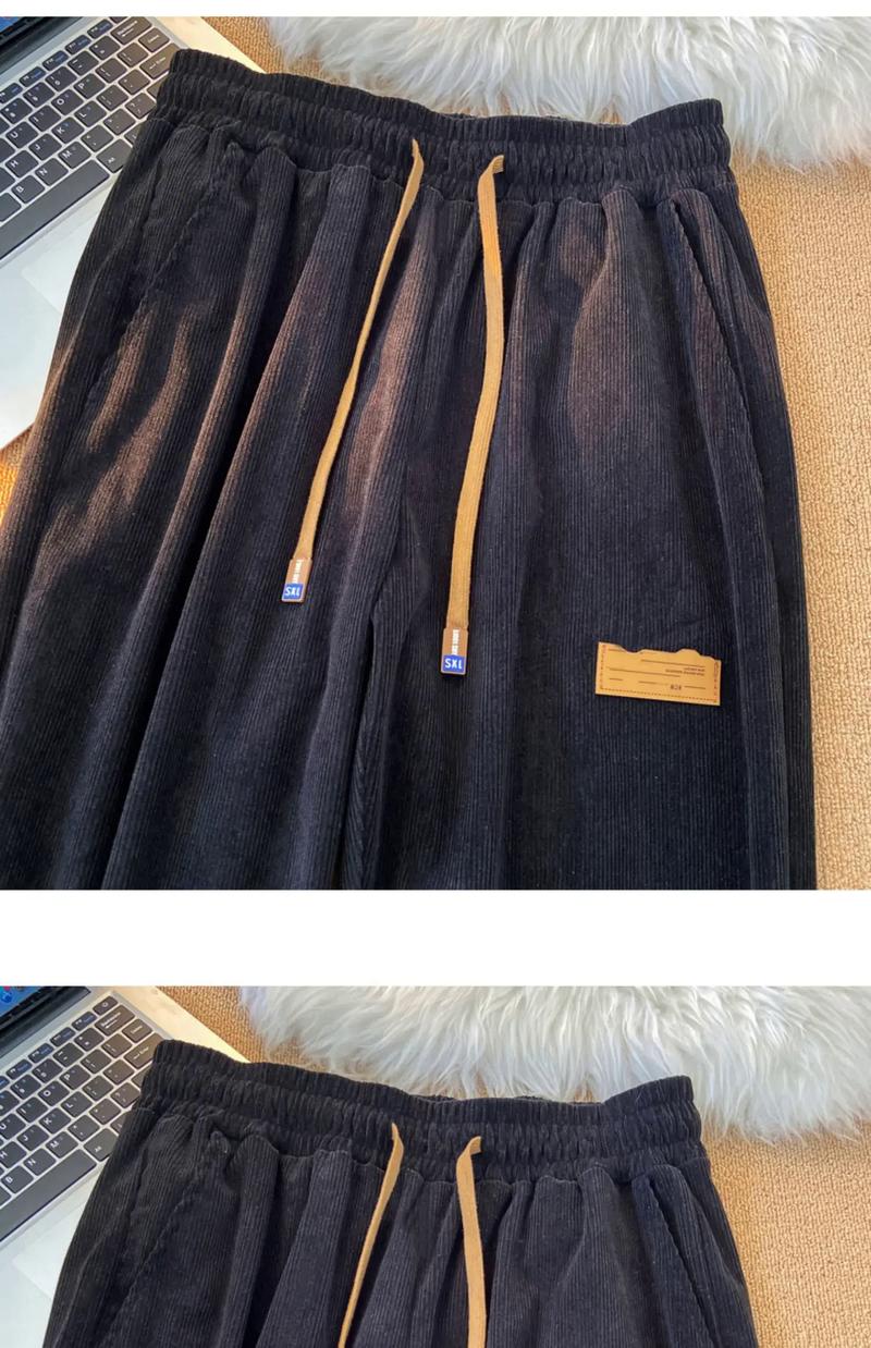 Product Introduction of Korean Version Of Corduroy Wide Leg Pants For Women High Waisted Casual Floor Mop Pants Straight Leg Sports Pants Vintage Casual Jogger Sporty Soft Full-Length Straight Trousers 21