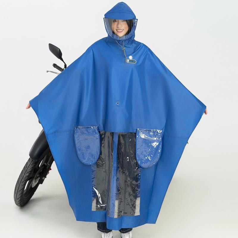 Áo mưa choàng đi xe Sơn Thuỷ có kính che mặt, có bọc gương xe, vải tráng nhựa PVC cao cấp