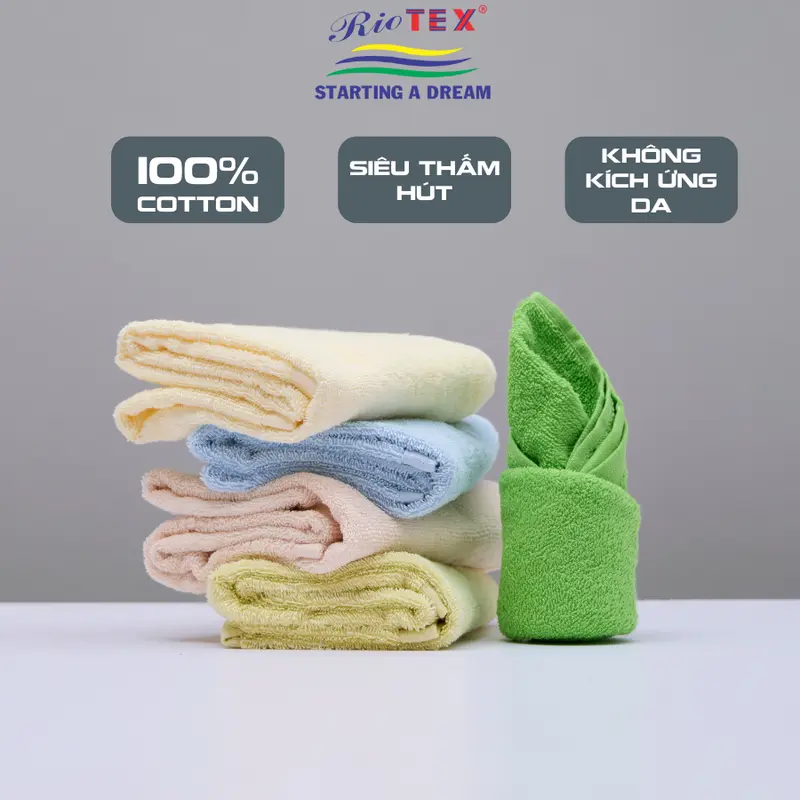 (giao màu ngẫu nhiên) Combo 5 khăn mặt cotton 34x78cm mềm mịn thấm hút không xù lông không ra màu Nhà Tắm 5