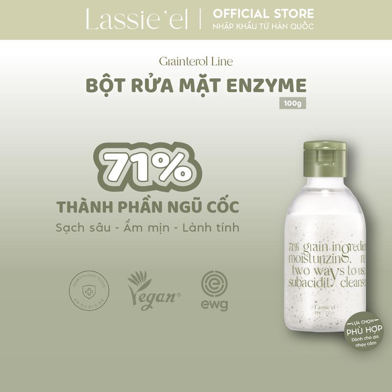 Bột rửa mặt và tẩy tế bào chết hằng ngày enzyme Lassie'el chiết xuất từ thiên nhiên sáng da không kích ứng 100g Hàn Quốc