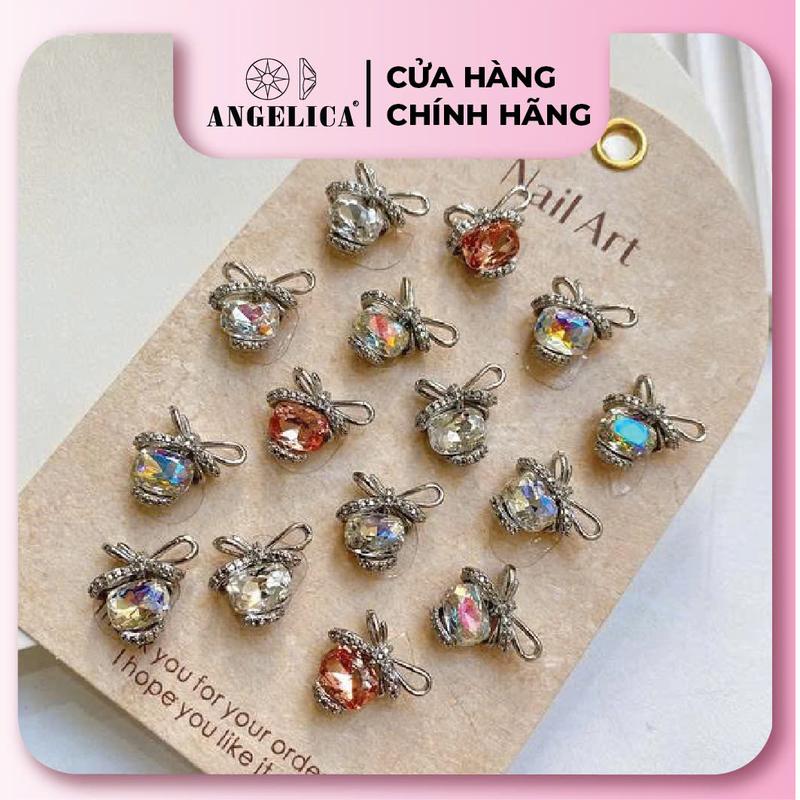  Set đá  ĐÁ NƠ MIX MÀU - MIX 15 viên đá nơ  cao cấp ANGELICA Sơn Gel Làm Nail Nữ 